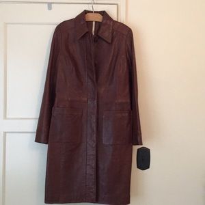 Genuine leather trench coat